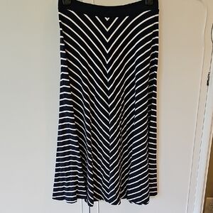 Boden Navy and White Midi A-Line Skirt